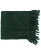 Mp Massimo Piombo Ribbed Detail Frayed Scarf - Green