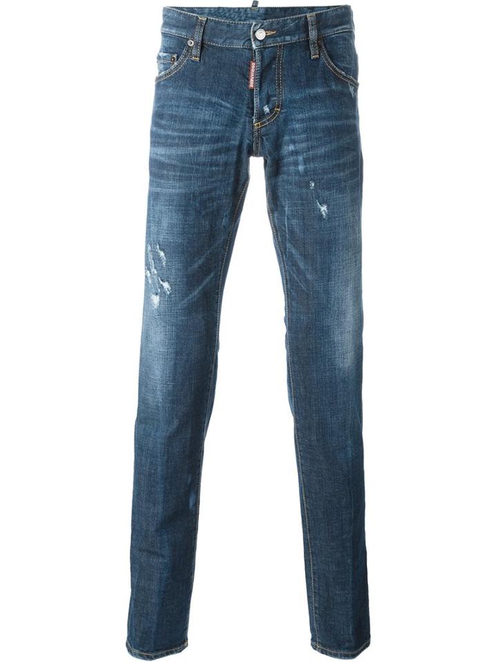 Dsquared2 'slim' Jeans, Men's, Size: 46, Blue, Cotton/spandex/elastane/calf Leather