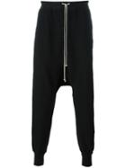 Rick Owens Drkshdw Drop-crotch Track Pants, Men's, Size: Small, Black, Cotton