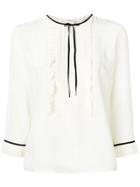 Marc Jacobs Pleated Ruffled Detail Blouse - White
