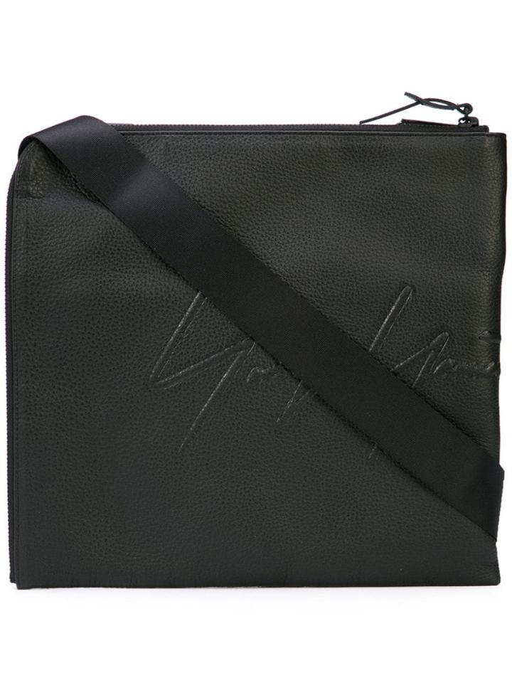 Yohji Yamamoto Embossed Logo Messenger Bag - Black