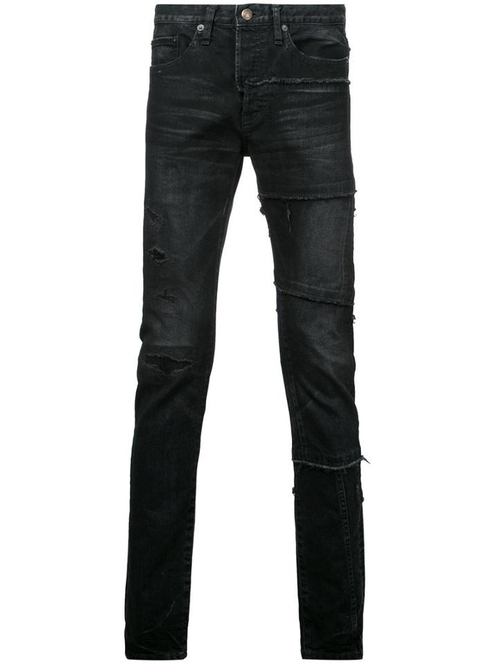 Maison Mihara Yasuhiro Skinny Jeans, Men's, Size: 48, Black, Cotton/polyurethane