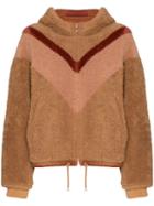 See By Chloé Reversible Chevron-stripe Shearling Jacket - Brown