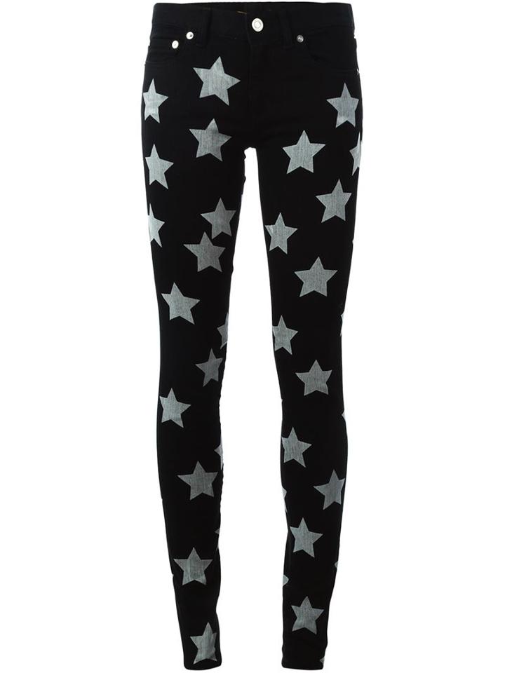 Saint Laurent Star Print Jeans, Women's, Size: 27, Black, Cotton/spandex/elastane