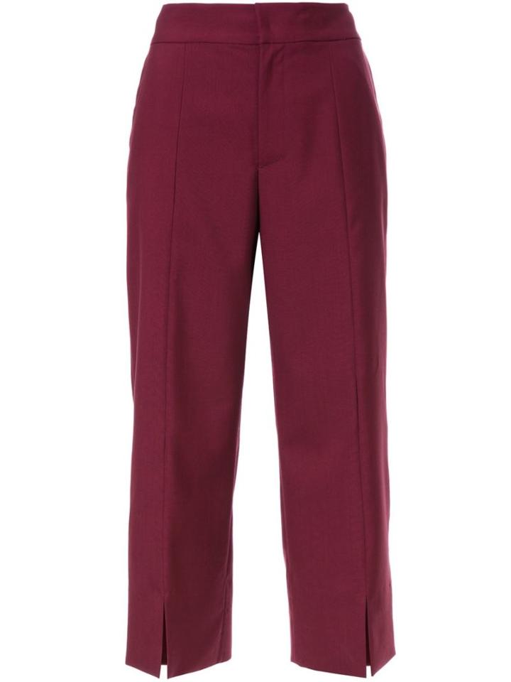Le Ciel Bleu Cropped Straight Trousers, Women's, Size: 32, Red, Wool