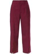 Le Ciel Bleu Cropped Straight Trousers, Women's, Size: 32, Red, Wool