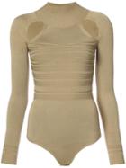 Cushnie Et Ochs - Chest Slits Playsuit - Women - Polyester/rayon - Xs, Nude/neutrals, Polyester/rayon