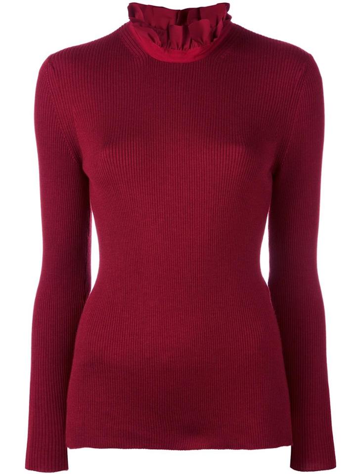 Fendi Ruffled Collar Jumper - Red
