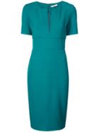 Zac Zac Posen Fitted Waist V-neck Day Dress - Green