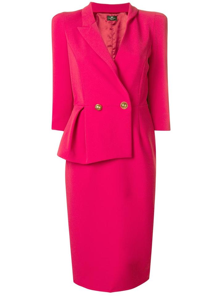 Elisabetta Franchi Double Breasted Blazer - Pink & Purple