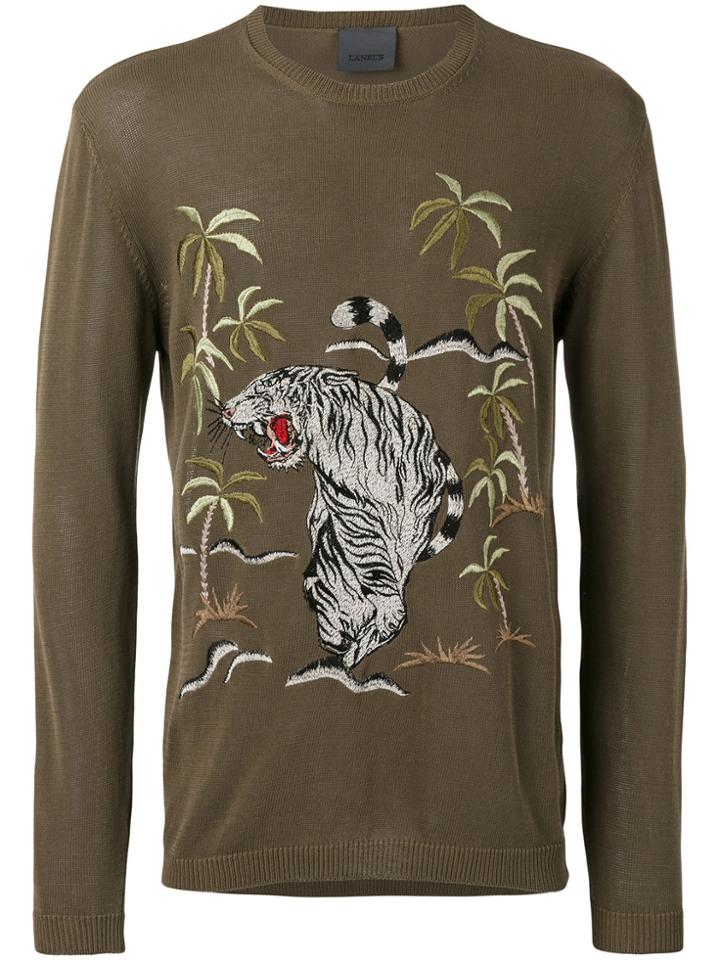 Laneus Jungle Embroidered Jumper - Green