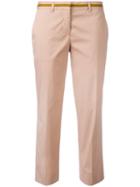 Miu Miu Waistband Panel Cropped Trousers, Women's, Size: 42, Pink/purple, Cotton/spandex/elastane/viscose/polyimide