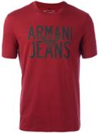 Armani Jeans Logo Print T-shirt, Men's, Size: Medium, Red, Cotton