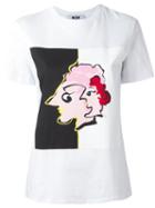 Msgm Profile Print T-shirt, Women's, Size: Small, White, Cotton