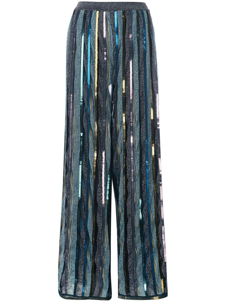 Missoni Stripe Sequinned Trousers - Blue