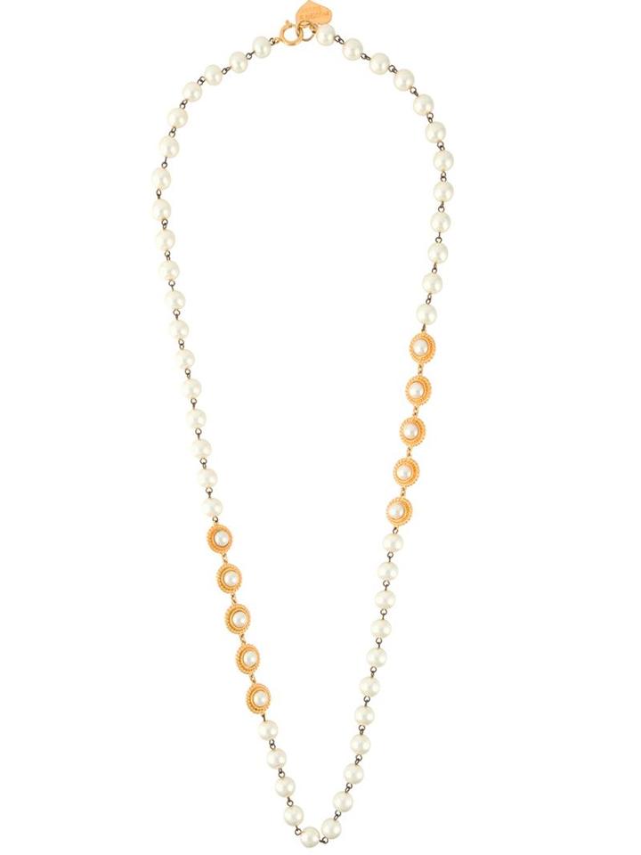 Moschino Vintage Faux Pearl Necklace, Metallic