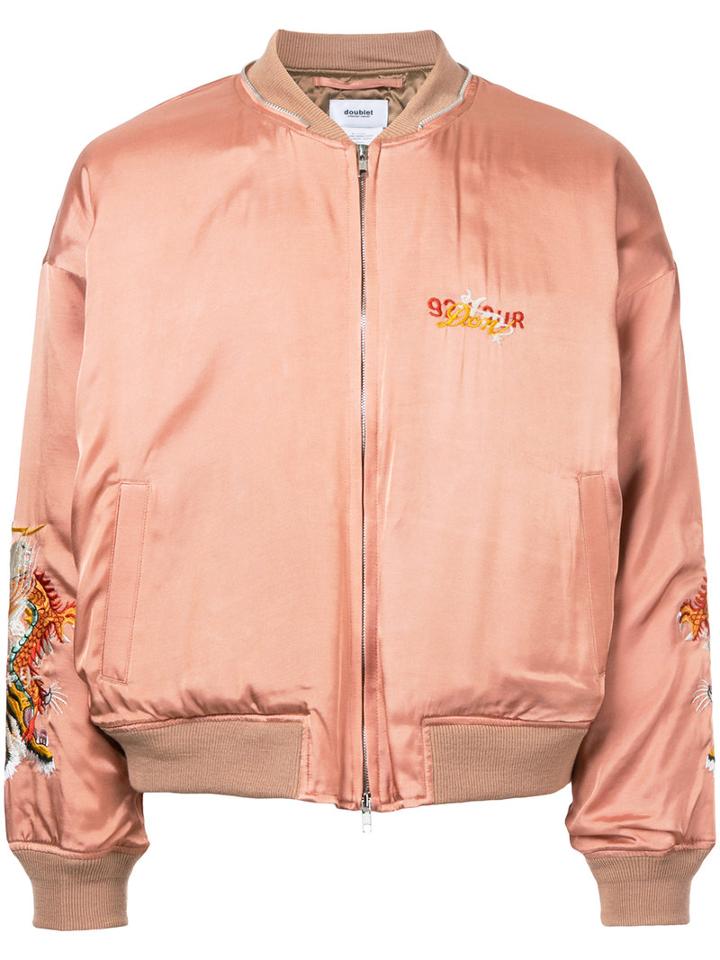 Doublet - Embroidered Bomber Jacket - Men - Cupro/rayon - M, Pink/purple, Cupro/rayon