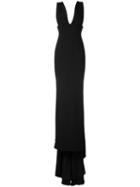 Stella Mccartney Plunge V-neck Gown, Women's, Size: 40, Black, Viscose/acetate/spandex/elastane/silk