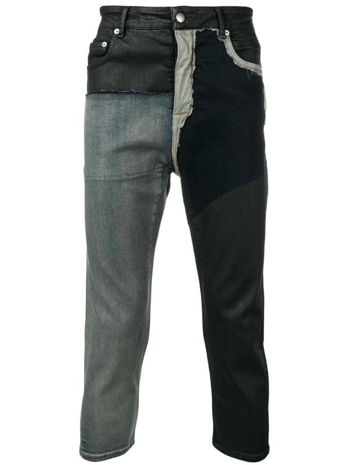 Rick Owens Cropped Patchwork Jeans - Black