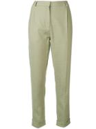 Eleventy Cropped Tapered Trousers - Green