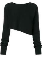 Paskal Asymmetrical Knit Crop-top - Black