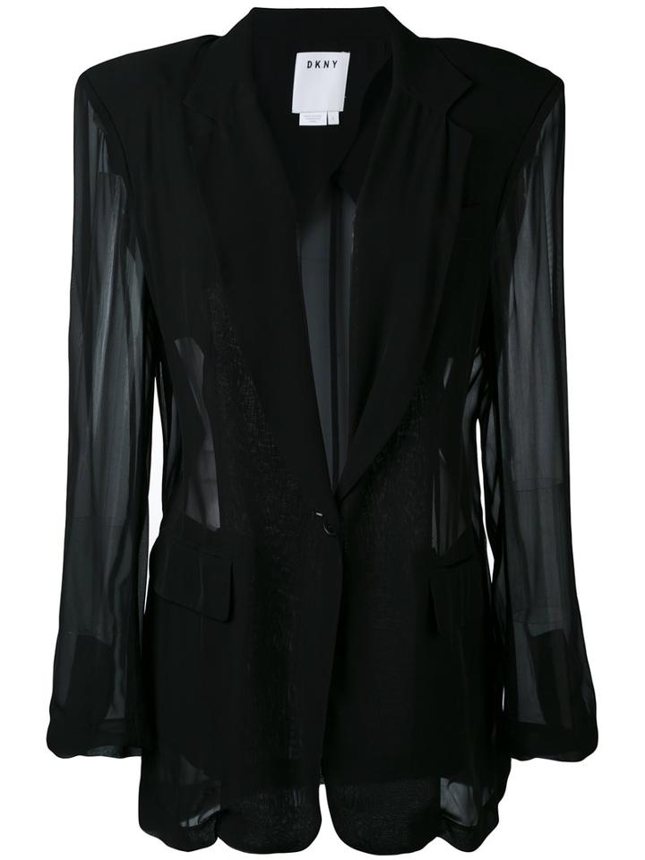 Dkny - Sheer Panelled Blazer - Women - Viscose - M, Black, Viscose