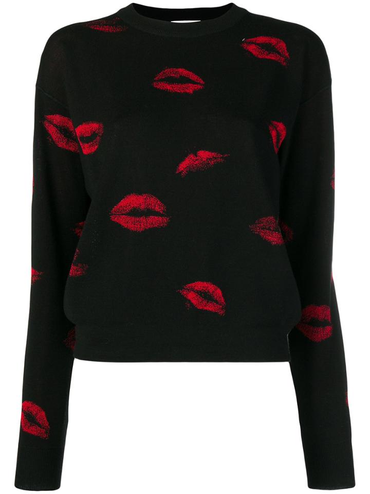 Sonia Rykiel Lip Print Sweater - Black