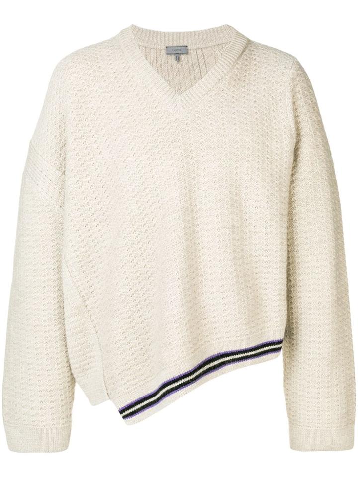 Lanvin Asymmetric V-neck Sweater - Neutrals