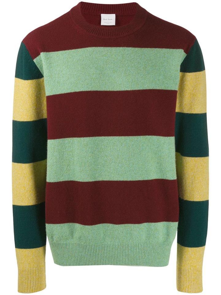 Paul Smith Striped Crew Neck Jumper - Red