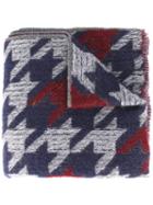 Al Duca D'aosta 1902 Houndstooth Scarf, Men's, Blue, Acrylic/polyamide/mohair/virgin Wool