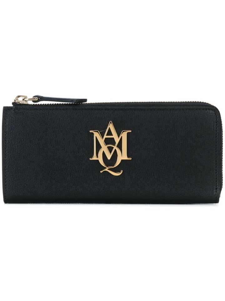 Alexander Mcqueen Logo Plaque Purse, Women's, Black, Calf Leather