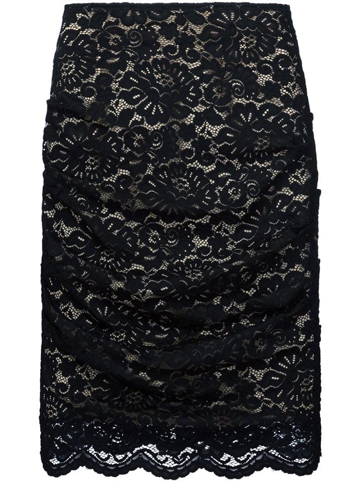 Nicole Miller Straight Lace Skirt, Women's, Size: 4, Black, Polyester/nylon/spandex/elastane
