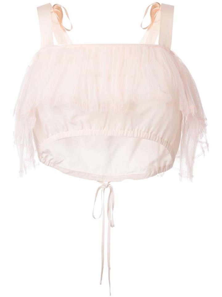 Nicopanda Ruffled Tulle Crop Top