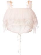 Nicopanda Ruffled Tulle Crop Top