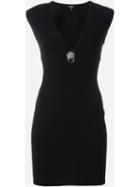 Versus Deep V-neck Fitted Dress, Women's, Size: 46, Black, Viscose/polyamide/spandex/elastane