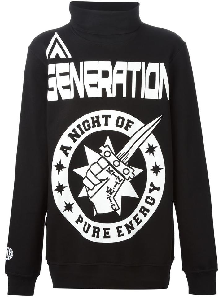 Ktz Printed Roll-neck Sweatshirt, Men's, Size: Xl, Black, Cotton
