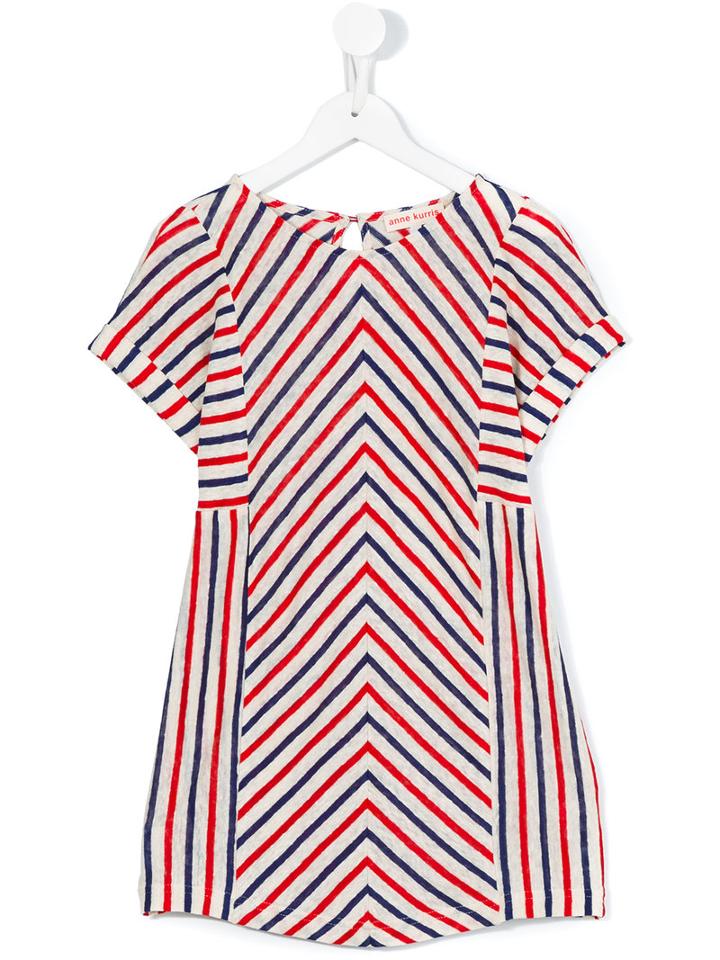Anne Kurris Short Sleeve Striped Dress, Girl's, Size: 10 Yrs, Red
