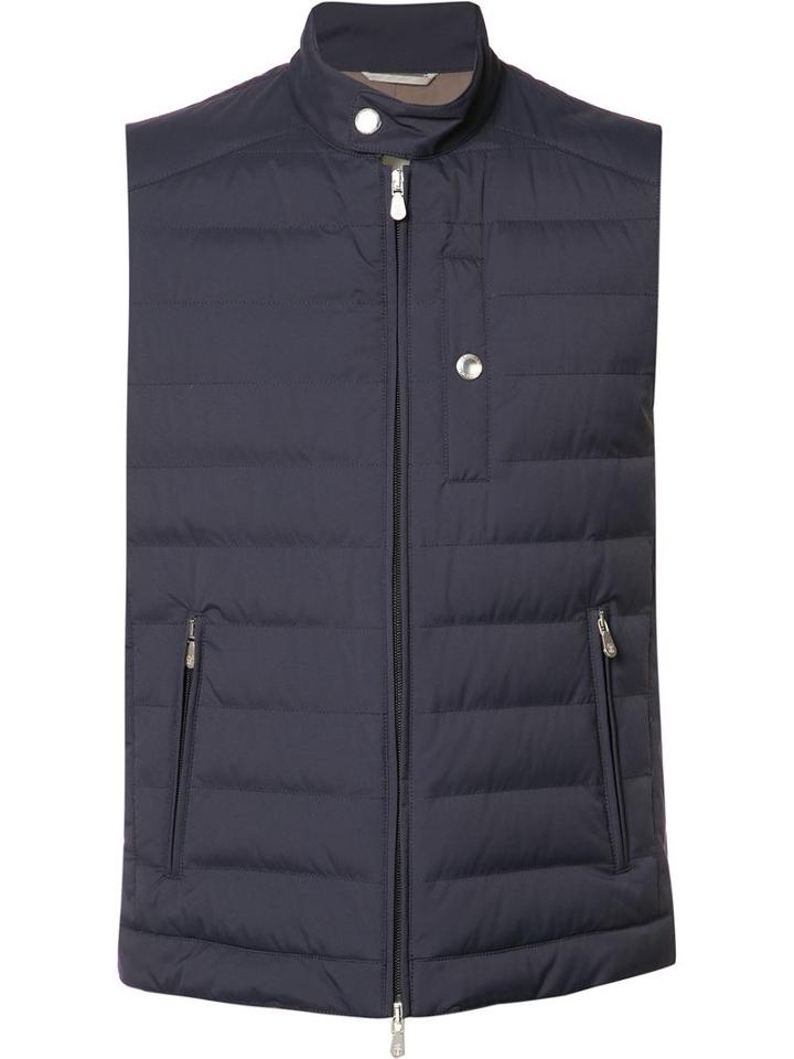 Zip Up Padded Jacket, Men's, Size: Large, Blue, Nylon, Brunello Cucinelli