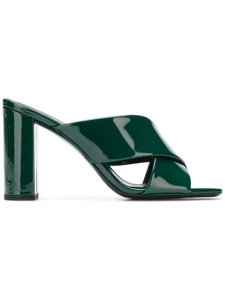 Saint Laurent Loulou 95 Vern Chiffon Mule Sa - Green
