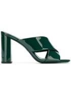 Saint Laurent Loulou 95 Vern Chiffon Mule Sa - Green