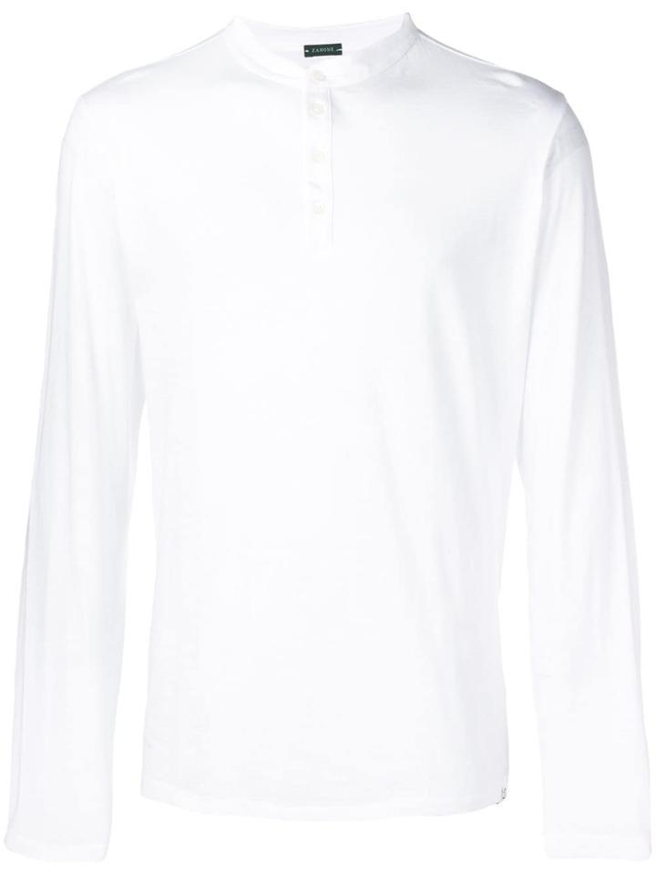 Zanone Long Sleeve Henley Top - White