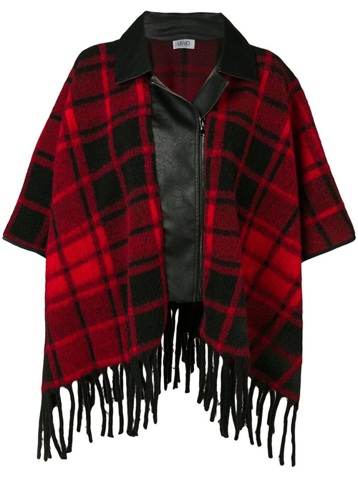 Liu Jo Tartan Cape Coat - Red