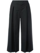 P.a.r.o.s.h. Pleated Cropped Trousers, Women's, Black, Cotton