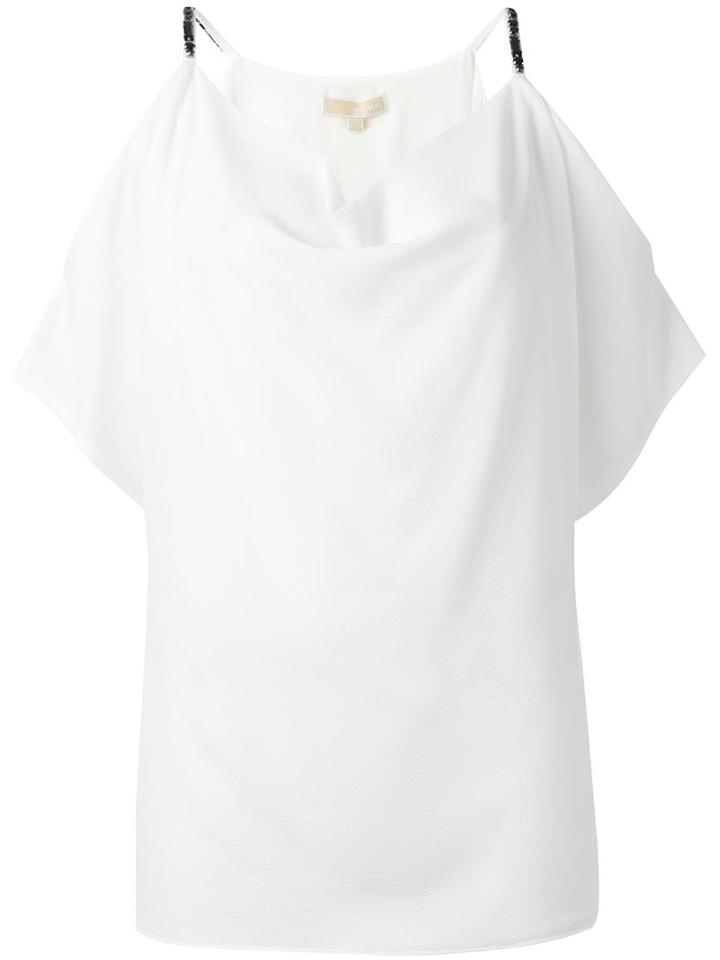 Michael Michael Kors Cold Shoulder Cowl Blouse, Women's, Size: Small, White, Polyester/spandex/elastane/aluminium