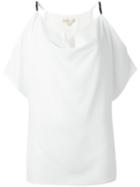 Michael Michael Kors Cold Shoulder Cowl Blouse, Women's, Size: Small, White, Polyester/spandex/elastane/aluminium