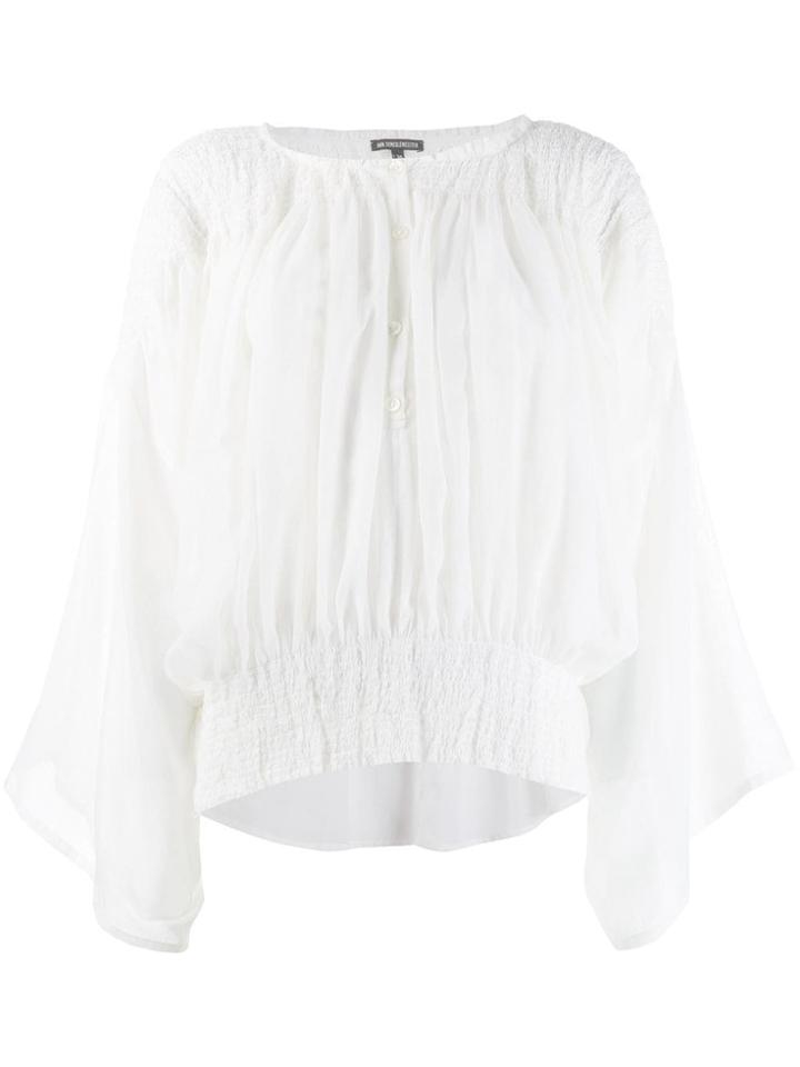 Ann Demeulemeester Elasticated Panel Blouse - White