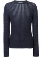 Ami Alexandre Mattiussi Cable Knit Jumper, Men's, Size: Small, Blue, Cotton
