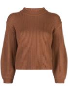 Tibi Ribbed Knit Cropped Sweater - Brown