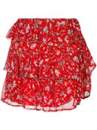 Iro Floral Ruffle Mini Skirt - Red