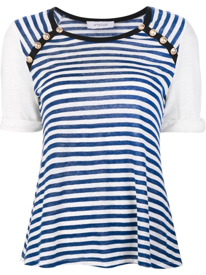 Derek Lam 10 Crosby Striped Shortsleeved T-shirt, Women's, Size: Small, Blue, Linen/flax